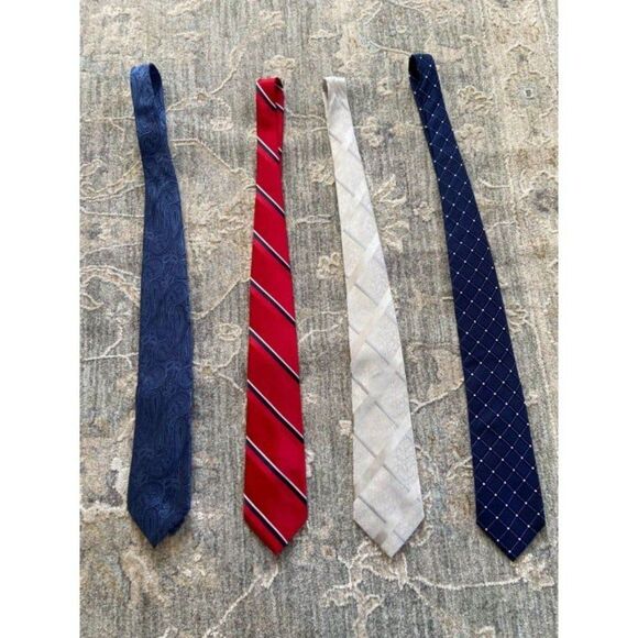 Set of 4 Neckties (Red, Blue, and Silver) - Picture 1 of 6